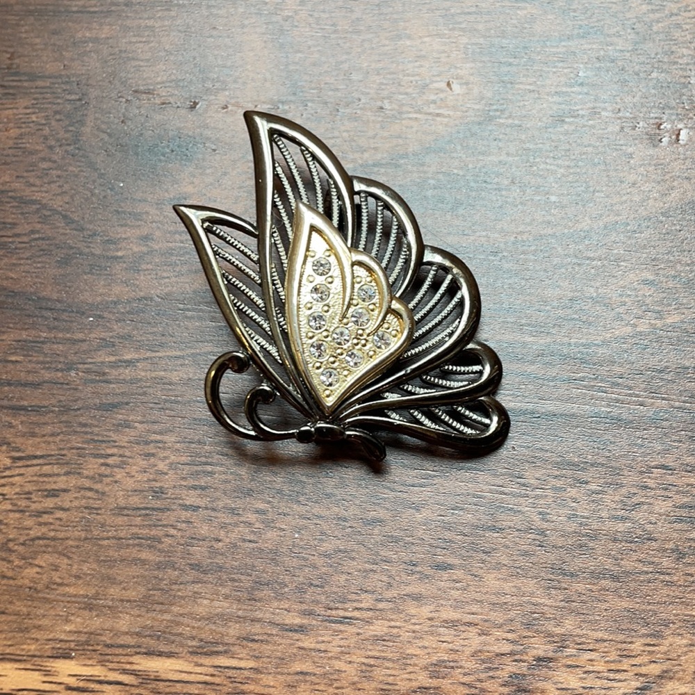 Butterfly Brooch in Silver and Gold